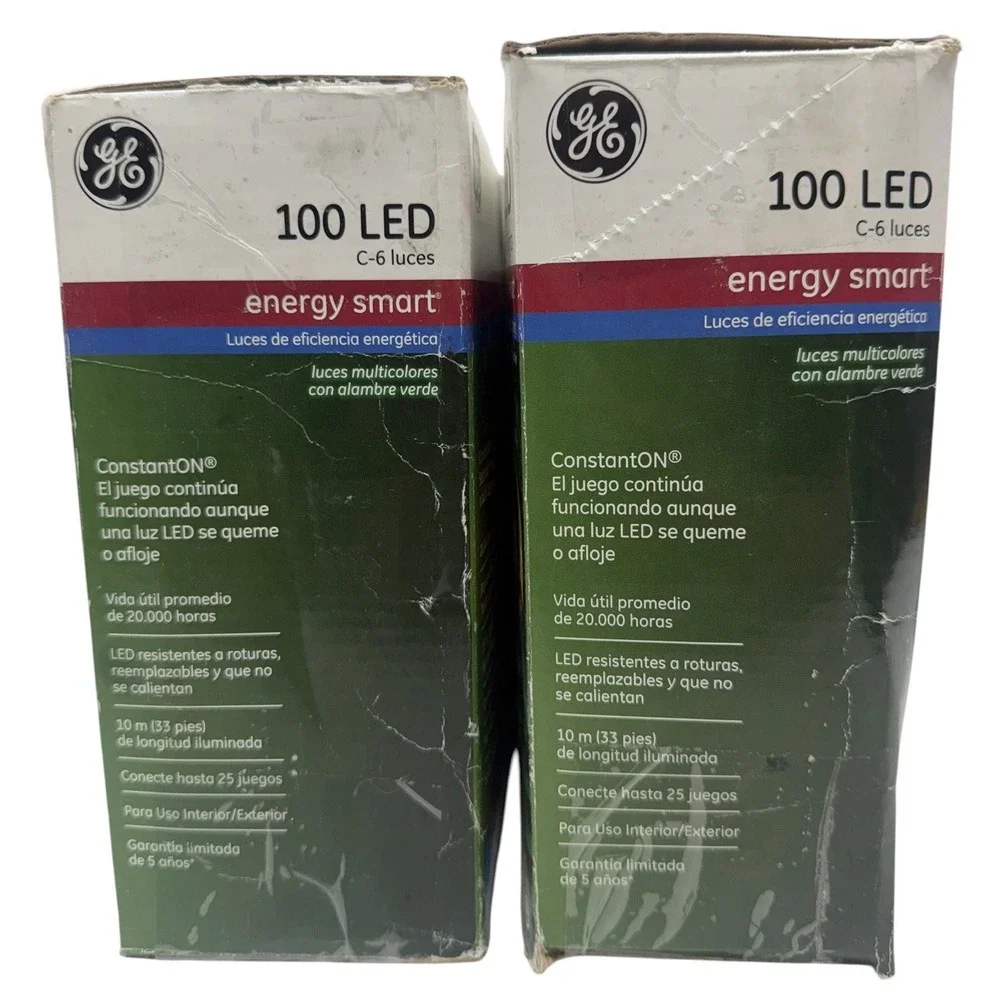 GE Energy Smart 100 LED C6 Christmas Lights Multicolor Green Wire Lot of 2 NOB